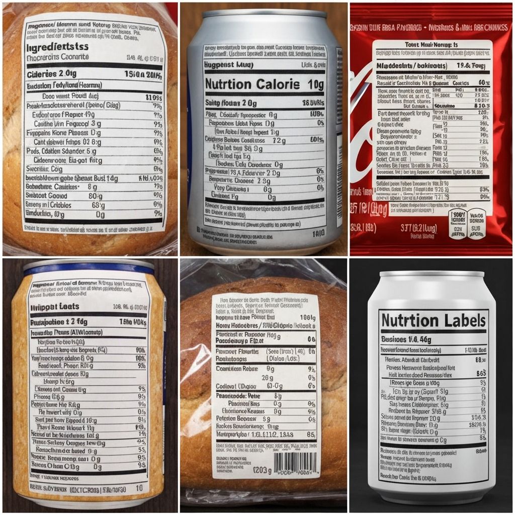 Close-up of nutrition facts labels